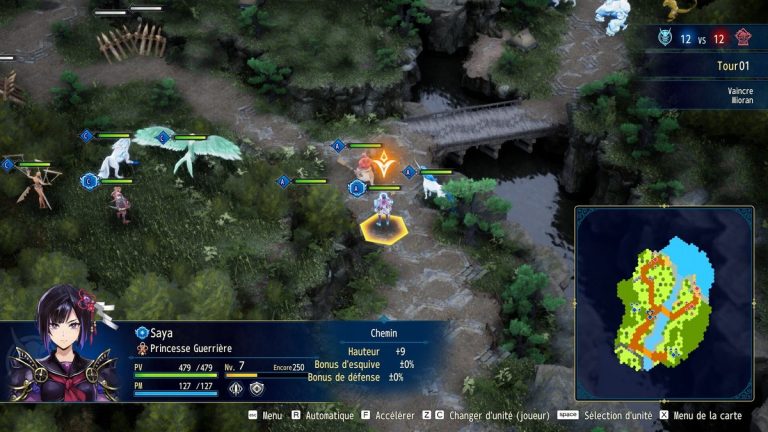 Brigandine Abyss — combat tactique sur grille hexagonale, interface en français © Happinet / NIS America