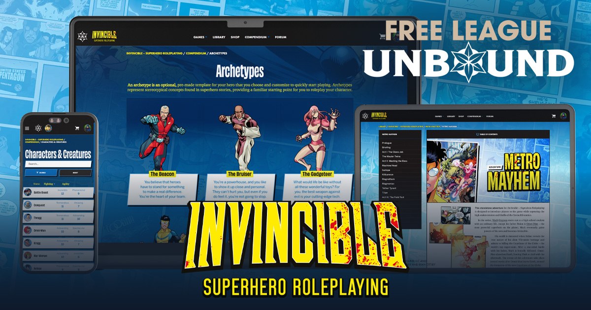 Invincible – Superhero Roleplaying, le jeu de rôle officiel de Free League — © Free League Publishing / © 2026 Skybound, LLC