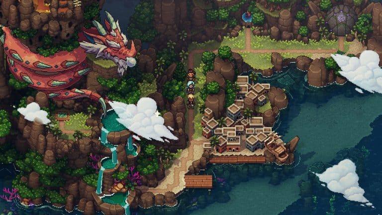 Village côtier ensoleillé en pixel art dans Sea of Stars, l'une des cinq bonnes affaires RPG de l'été