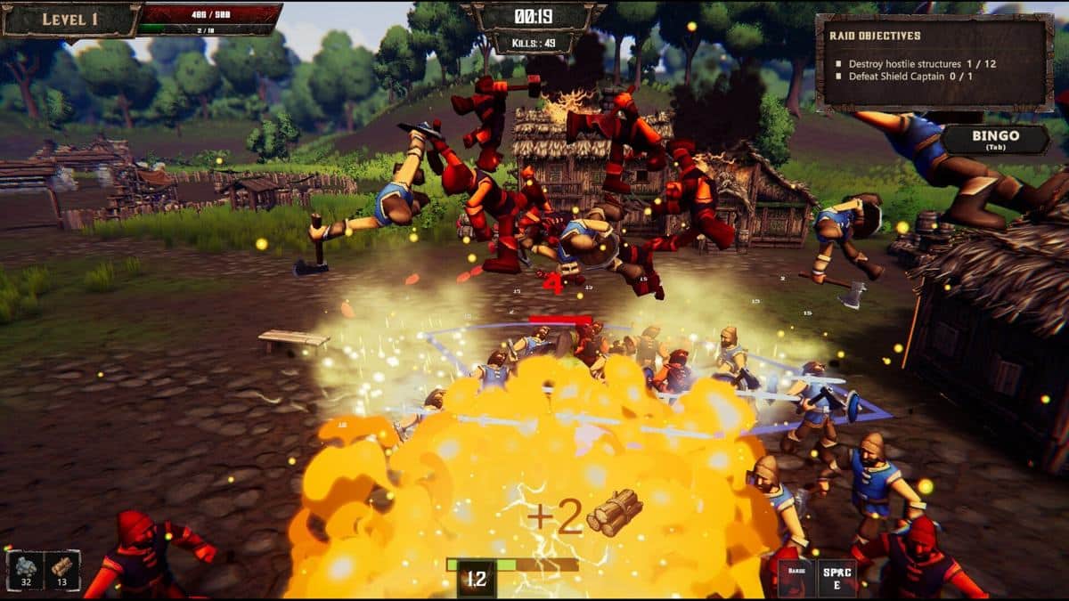 Orcthal : un guerrier orc au milieu d'une horde de soldats humains © RedKar Devs