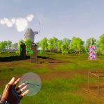 Capture officielle d’Arcane Architect : la main du joueur et des tours en construction dans une prairie fantasy