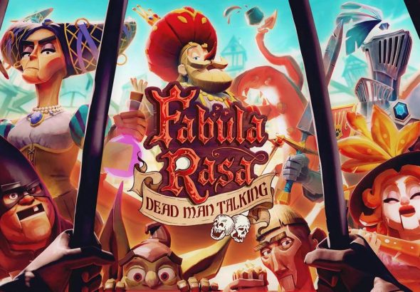 Visuel officiel de Fabula Rasa : les habitants d’une ville médiévale vus à travers les barreaux d’une cage