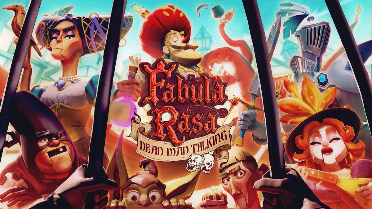 Visuel officiel de Fabula Rasa : les habitants d’une ville médiévale vus à travers les barreaux d’une cage