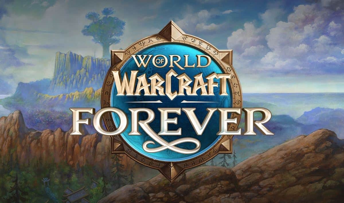 Logo de World of Warcraft: Forever sur un paysage peint d’Azeroth